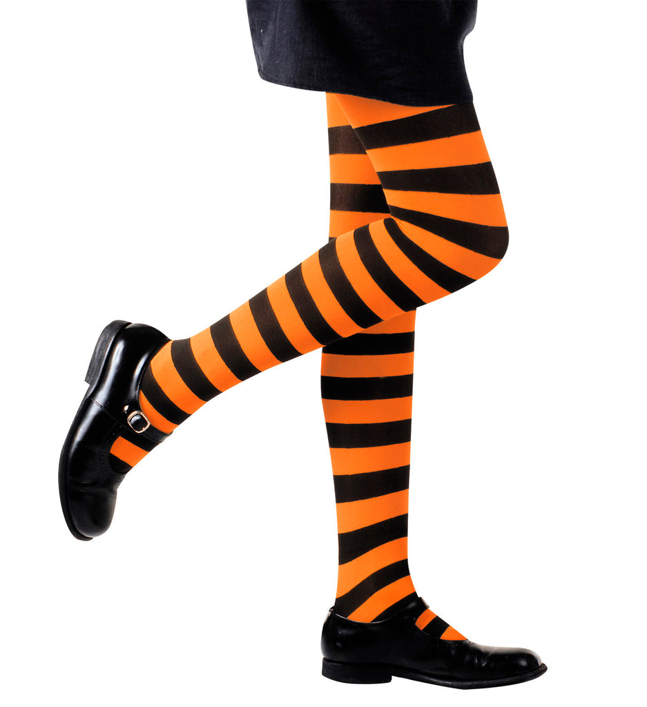 * SALE * KIDS Orange and Black Striped Halloween Tights 70 den