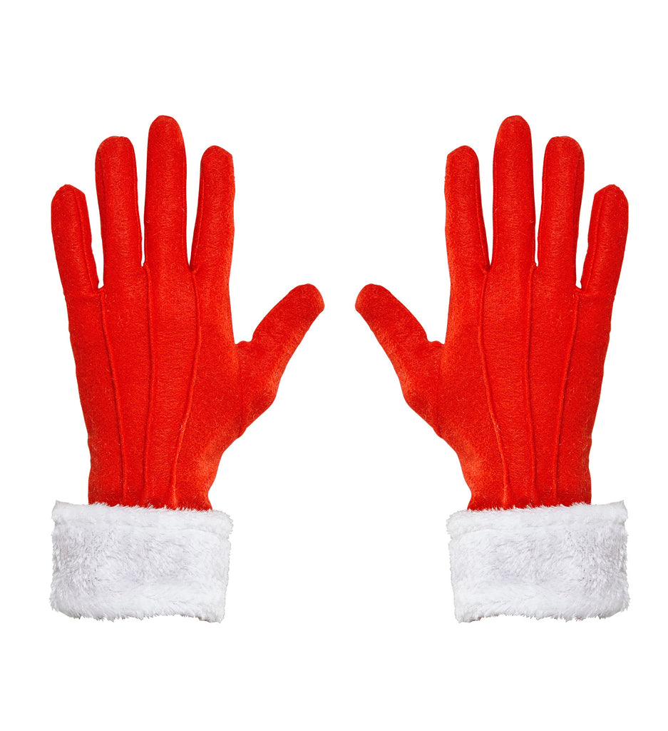 Red Santa Gloves with White Fur Trim