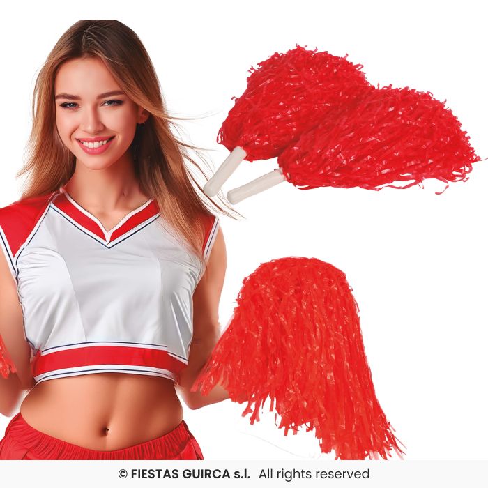 2 CHEERLEADER POM-POMS RED  80 GR.