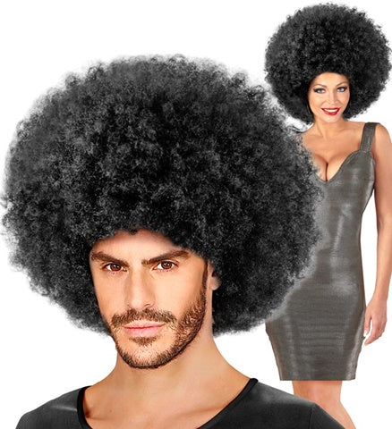 BLACK AFRO OVERSIZED WIG" in polybag