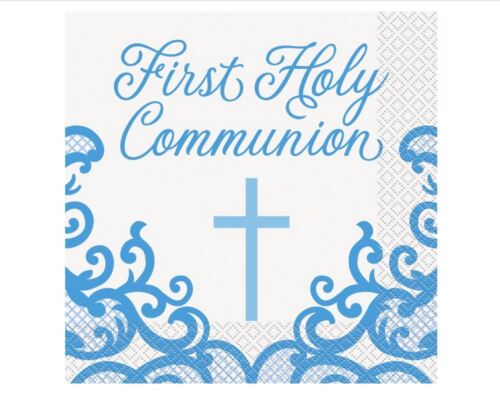 1st Holy Communion Blue Cross 16 Ct Lunch Napkins
