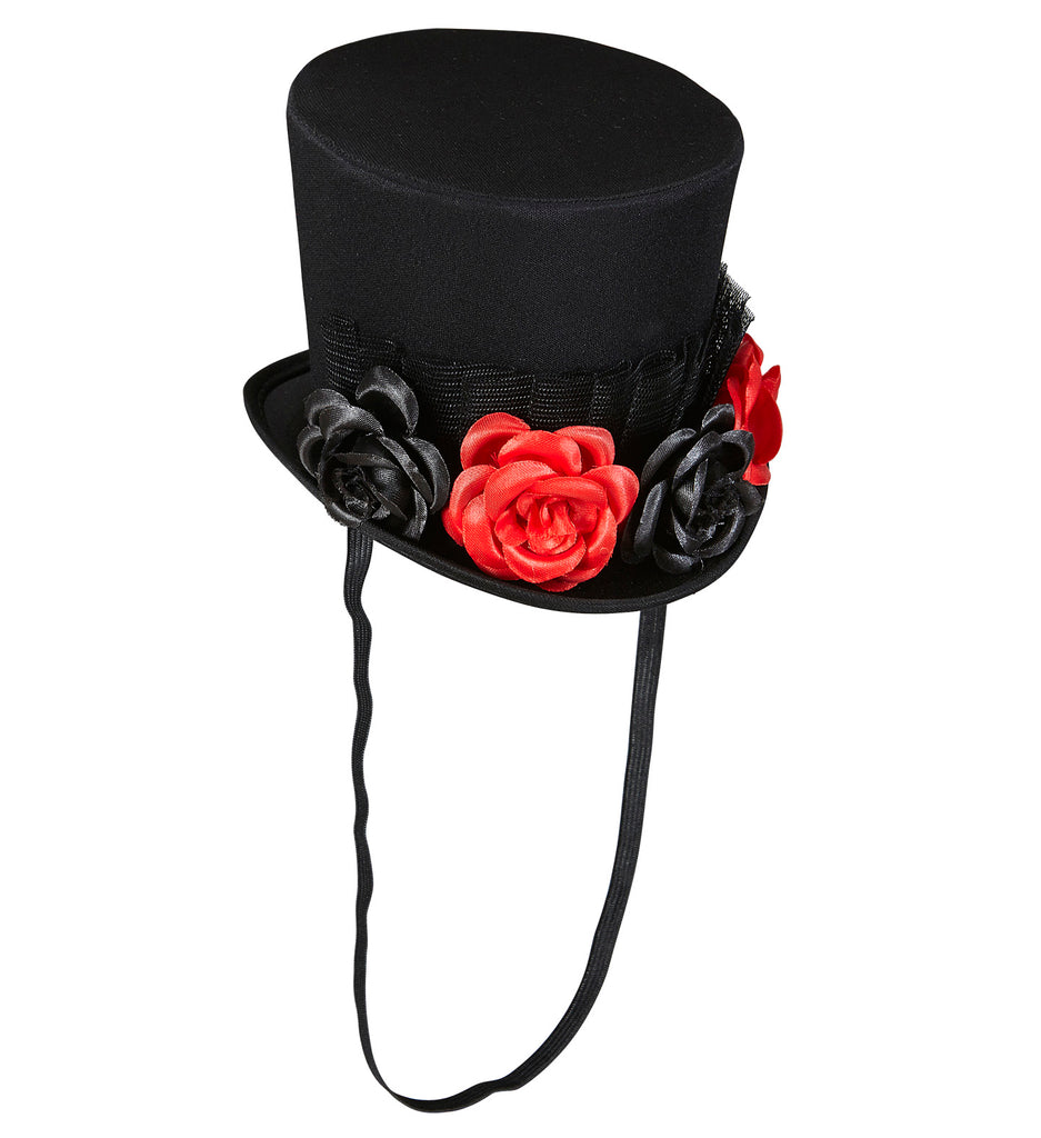 Day Of The Dead Mini Top Hat with Roses