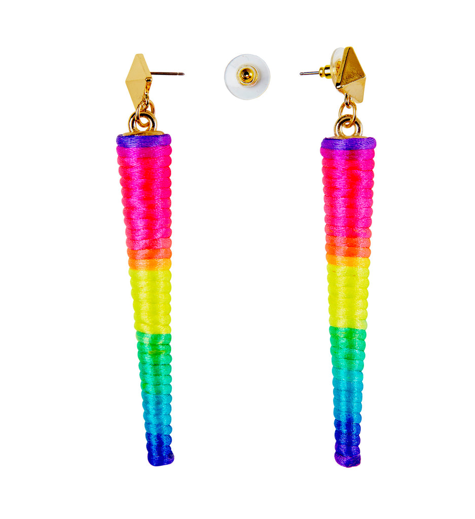 Neon Multi Coloured Cone Earrings, 80's