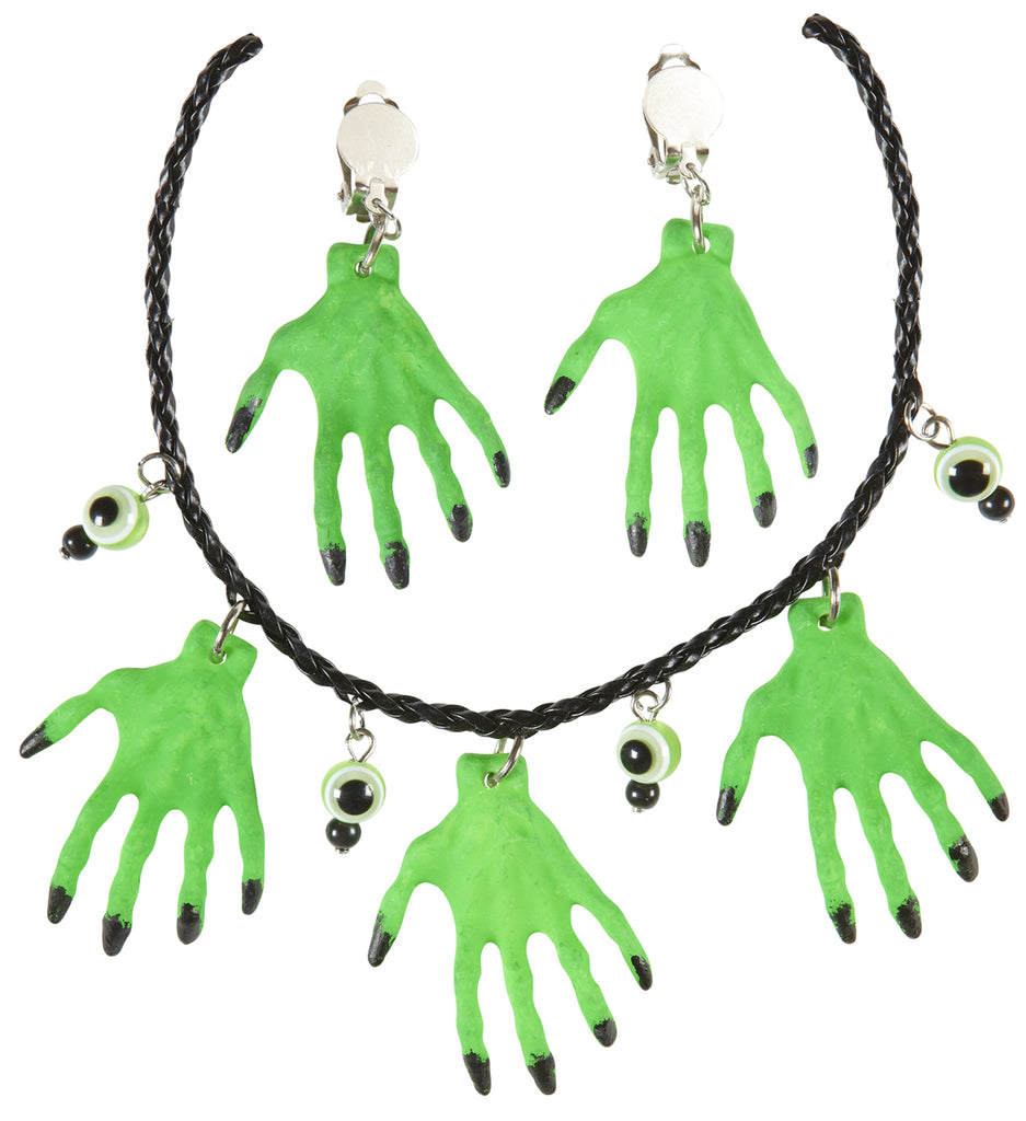 * SALE * Witch Hands Necklace & Earrings,