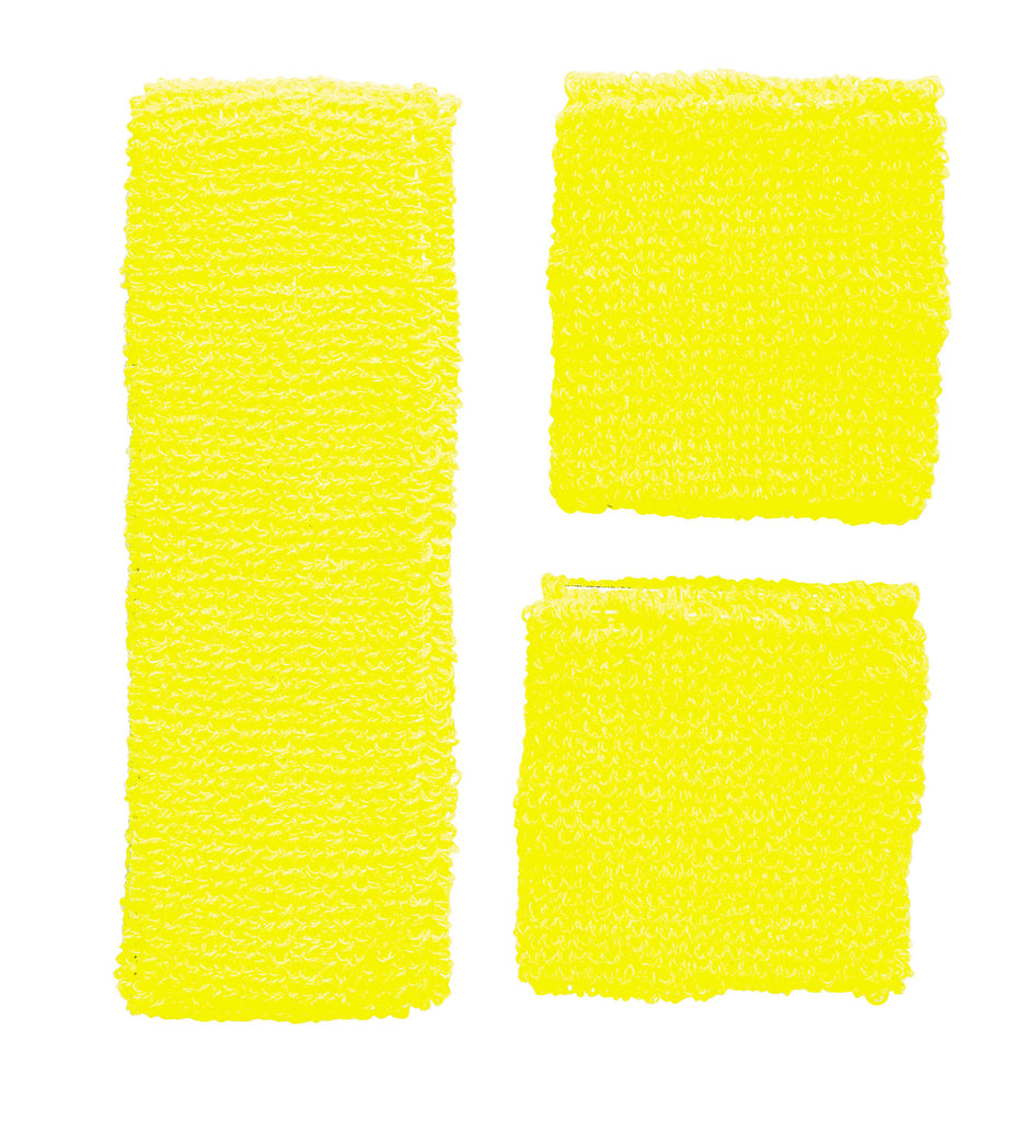 80's Yellow Neon Sweatband Set 80s