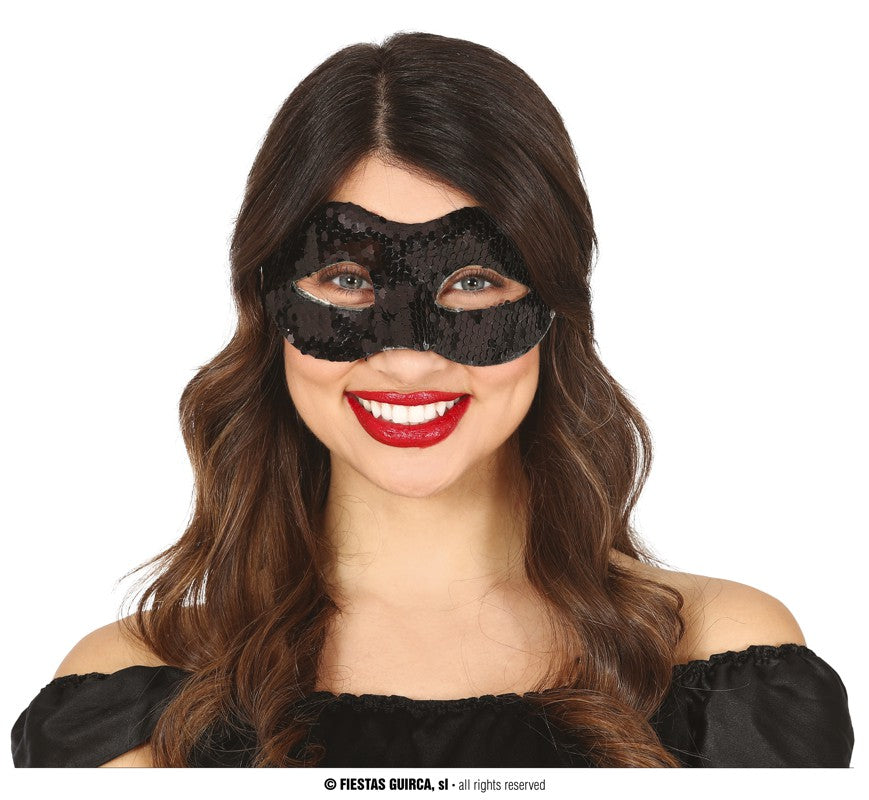 BLACK SEQUINED Masquerade MASK