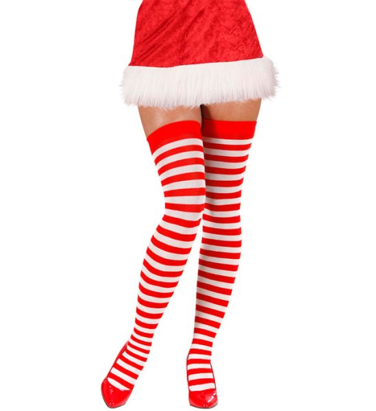 Women's Red and White Striped Socks