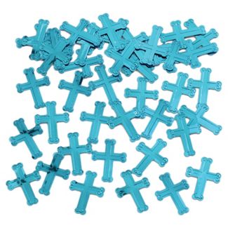 Embossed Cross Confetti, Blue, Communion