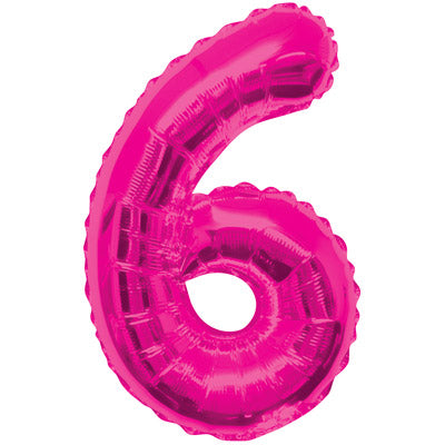 Large Number Six Foil, Pink