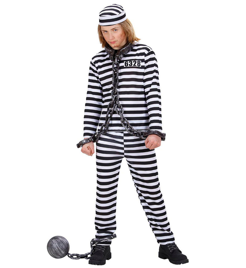 Convict Boy Costume, Black and white striped