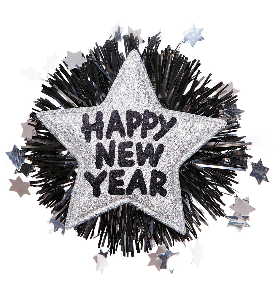 Silver New Year Pin on Badge