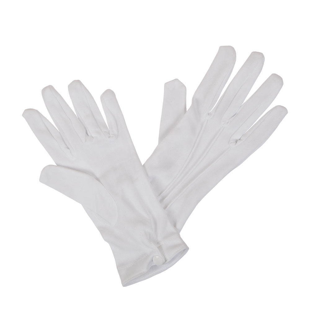 Gents White Gloves w/Snap Wrist Closure, SANTA