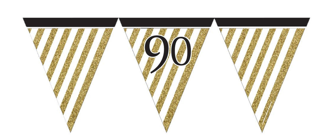 Black and Gold 90th Banner Bunting