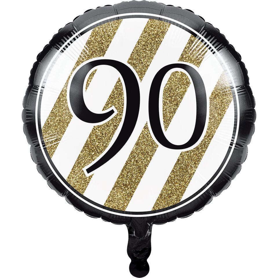 Age 90 Black and Gold Foil Balloon