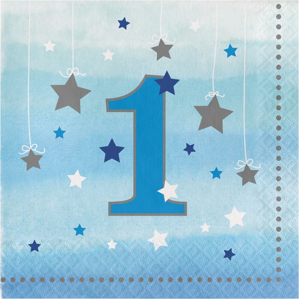 Blue First Birthday Age One Napkins (Twinkle Twinkle Collection)