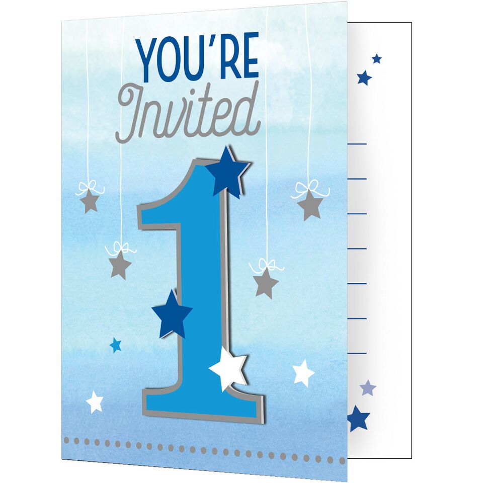 Blue Age One Invitations (Twinkle Twinkle Collection)