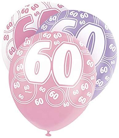 Pink-Age 60 Latex Balloons, 6CT