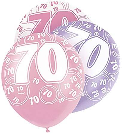 Pink-Age 70 Latex Balloons, 6CT
