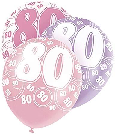 Pink-Age 80 Latex Balloons, 6CT