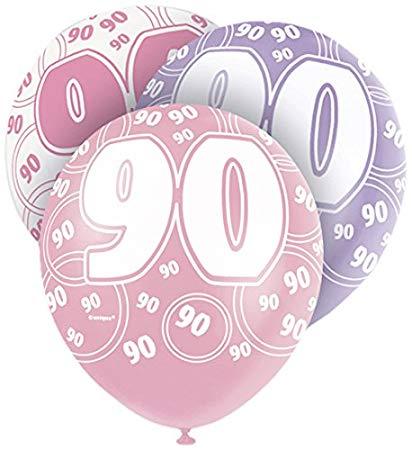 Pink-Age 90 Latex Balloons, 6CT