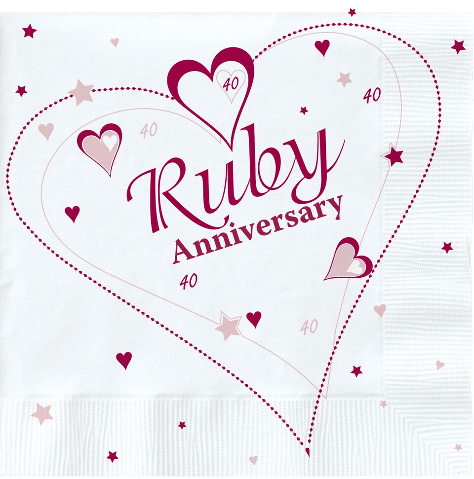 Ruby 40th Anniversary Napkins, 2ply