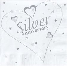 Silver 25th Anniversary Napkins, 2ply