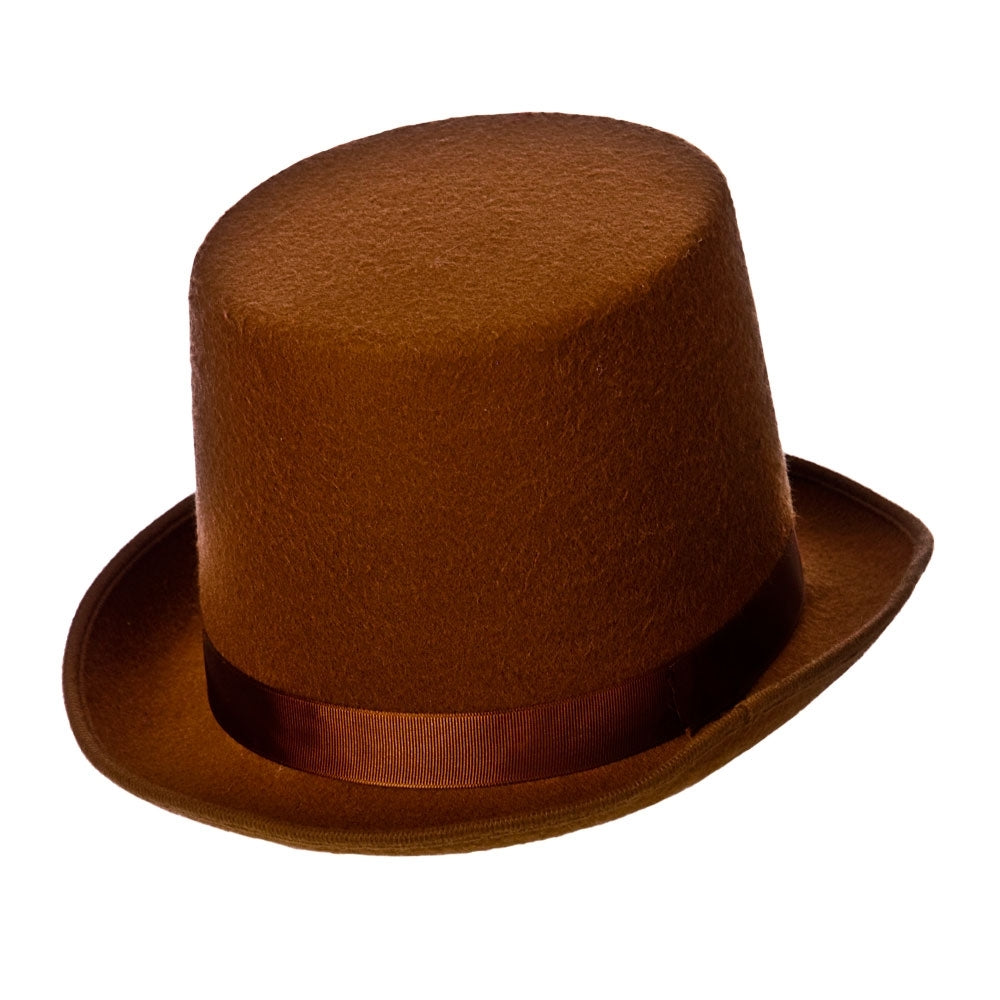 Brown Deluxe Top Hat with elastic for grip