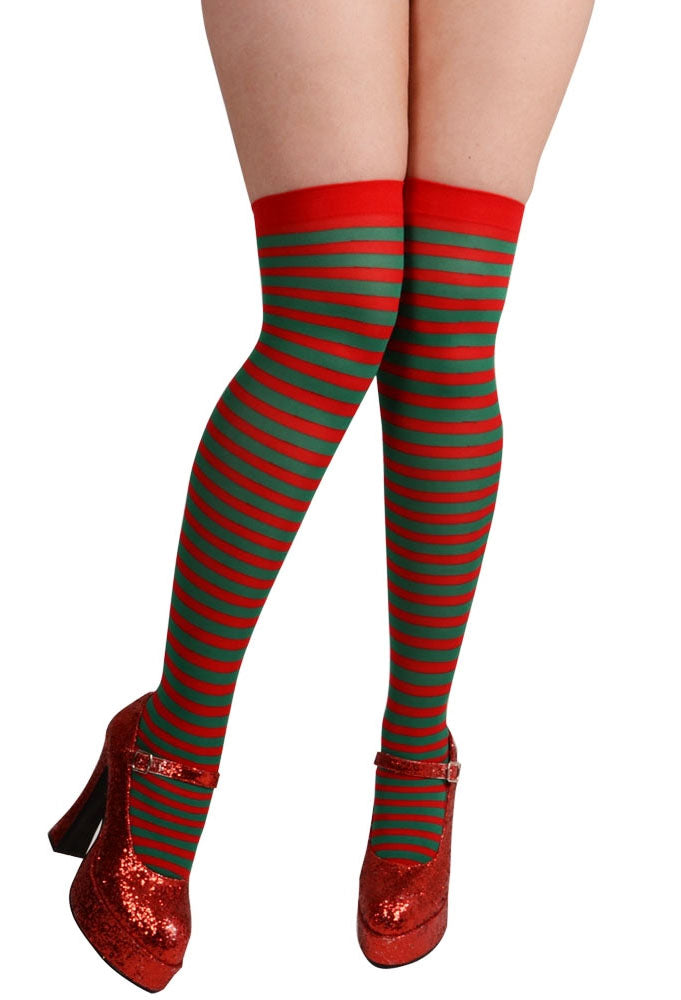 Green and Red Over The Knee Socks Thigh Highs